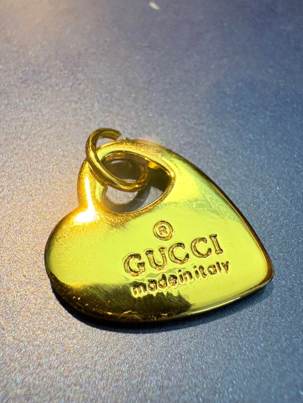 GUCCI Heart Charm Pendant – Gold Tone “Gucci Made in Italy” Mini Charm